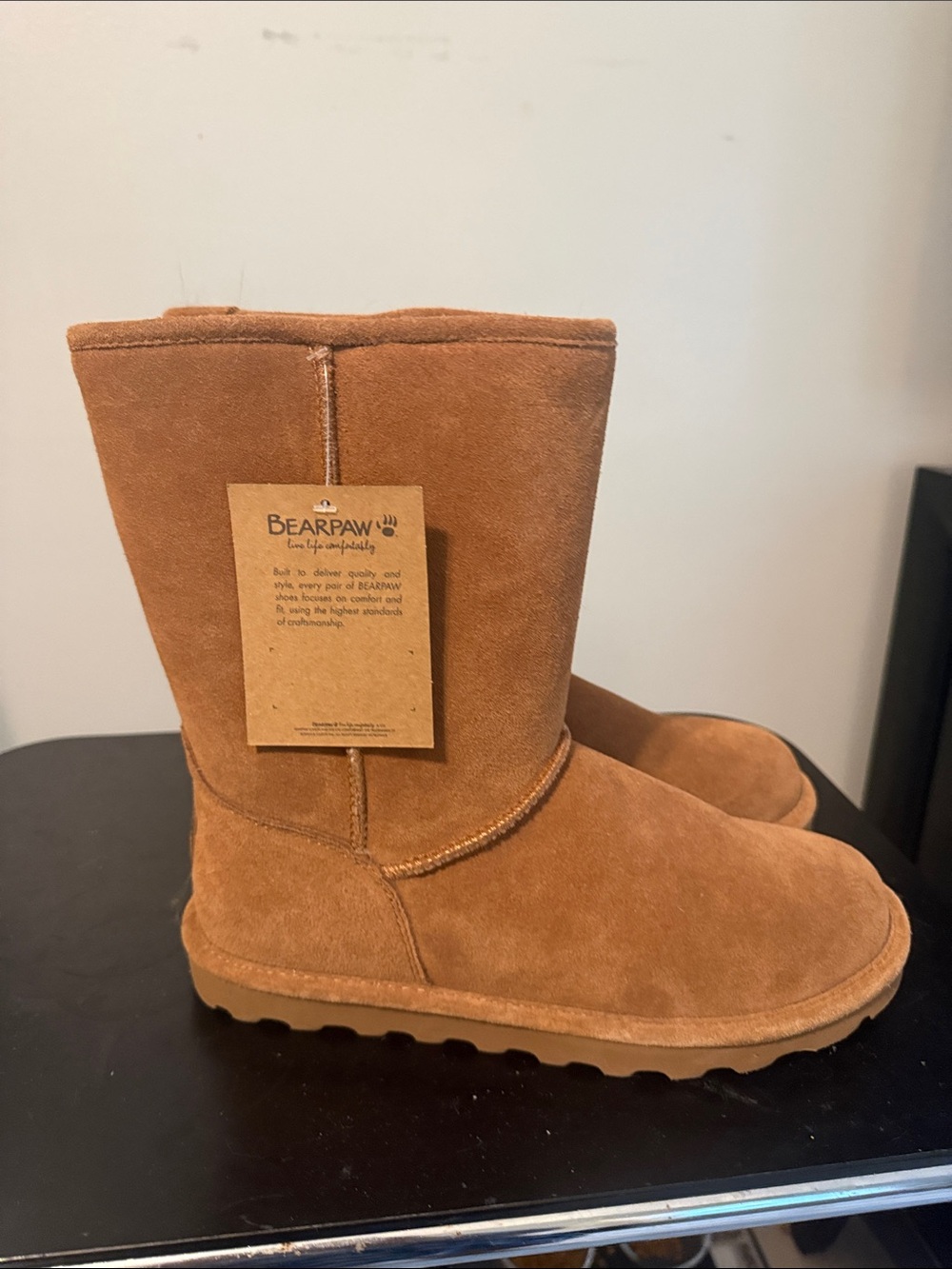 NWT- BearPaw Chestnut Tan Suede Mid-Calf Boots